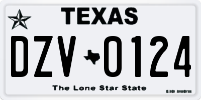 TX license plate DZV0124