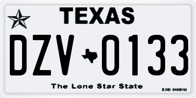 TX license plate DZV0133