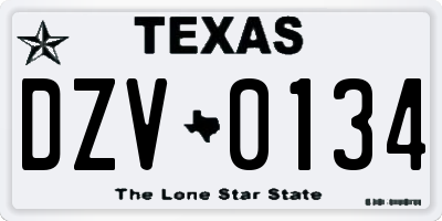 TX license plate DZV0134
