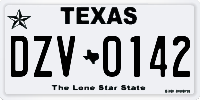 TX license plate DZV0142