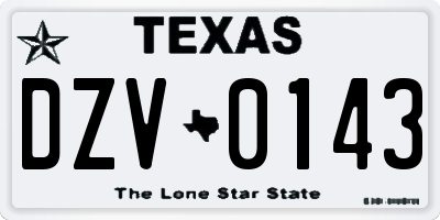 TX license plate DZV0143