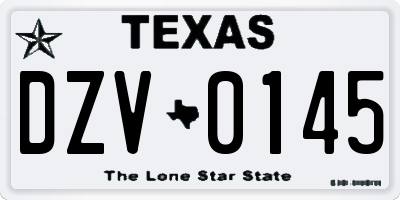 TX license plate DZV0145