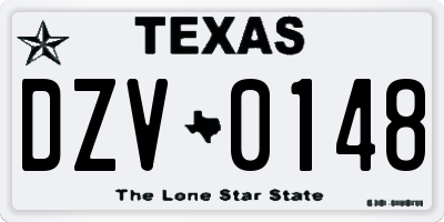 TX license plate DZV0148