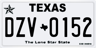 TX license plate DZV0152