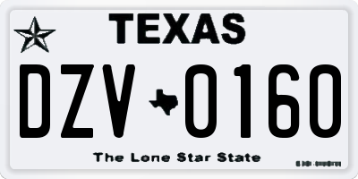 TX license plate DZV0160