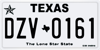 TX license plate DZV0161