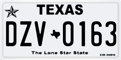 TX license plate DZV0163