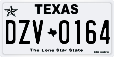 TX license plate DZV0164