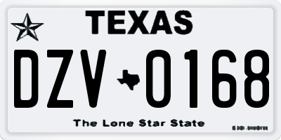 TX license plate DZV0168