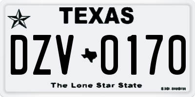 TX license plate DZV0170