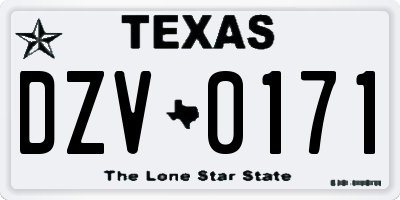 TX license plate DZV0171