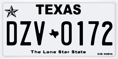 TX license plate DZV0172