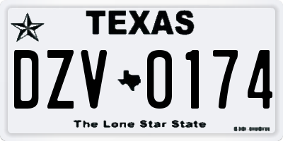 TX license plate DZV0174
