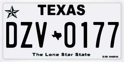 TX license plate DZV0177