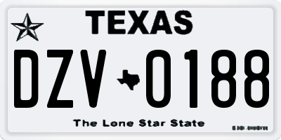 TX license plate DZV0188
