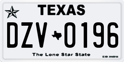 TX license plate DZV0196