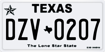 TX license plate DZV0207
