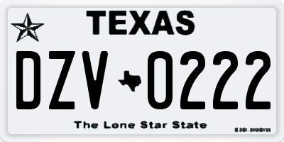 TX license plate DZV0222