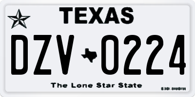 TX license plate DZV0224