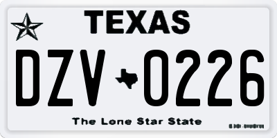 TX license plate DZV0226