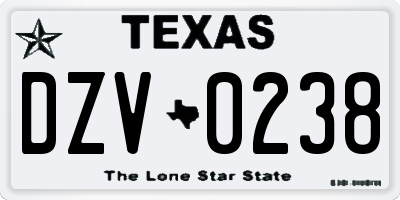 TX license plate DZV0238