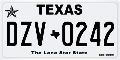 TX license plate DZV0242