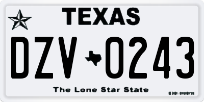 TX license plate DZV0243