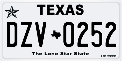 TX license plate DZV0252
