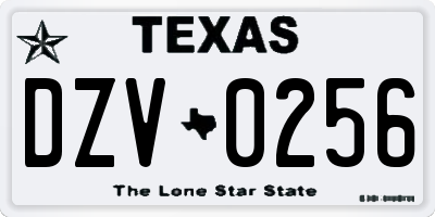 TX license plate DZV0256