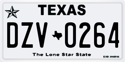 TX license plate DZV0264