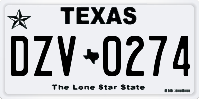 TX license plate DZV0274