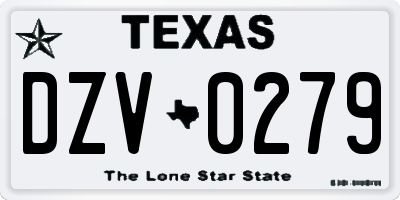TX license plate DZV0279
