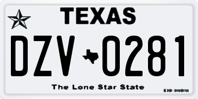 TX license plate DZV0281