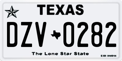TX license plate DZV0282
