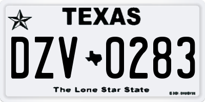 TX license plate DZV0283