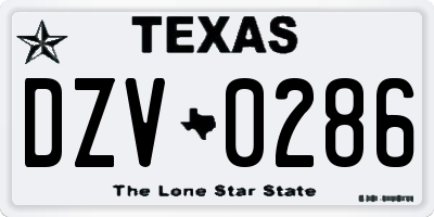 TX license plate DZV0286