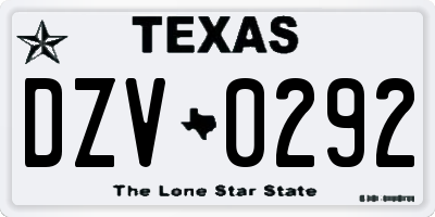 TX license plate DZV0292