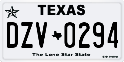 TX license plate DZV0294