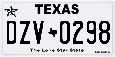 TX license plate DZV0298