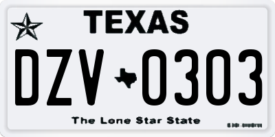 TX license plate DZV0303