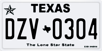 TX license plate DZV0304