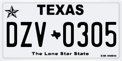 TX license plate DZV0305