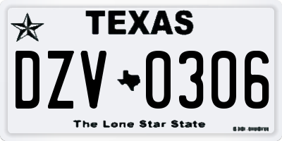 TX license plate DZV0306