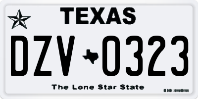 TX license plate DZV0323