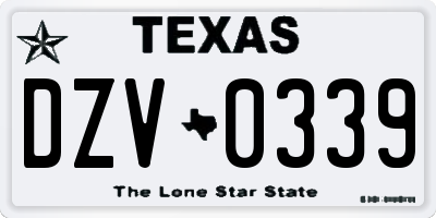 TX license plate DZV0339