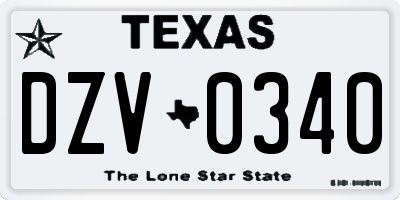 TX license plate DZV0340