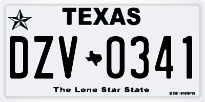 TX license plate DZV0341