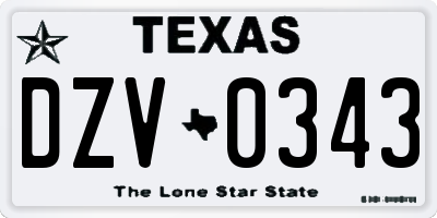 TX license plate DZV0343