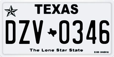 TX license plate DZV0346