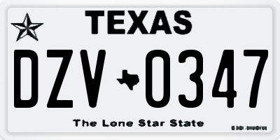 TX license plate DZV0347